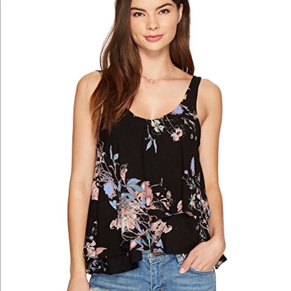Free People Black On The Top Floral Print Cami.